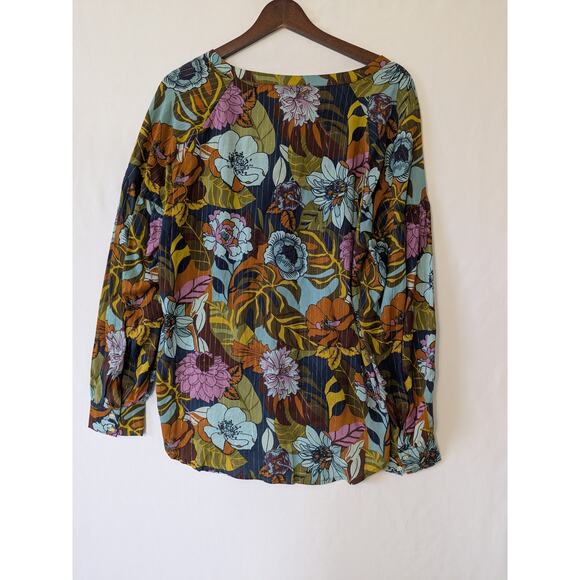 Jane + Delancey Womens Dark Floral Sheer Pop Over Blouse Wimsygoth‎ Fairy Size M - Picture 3 of 8